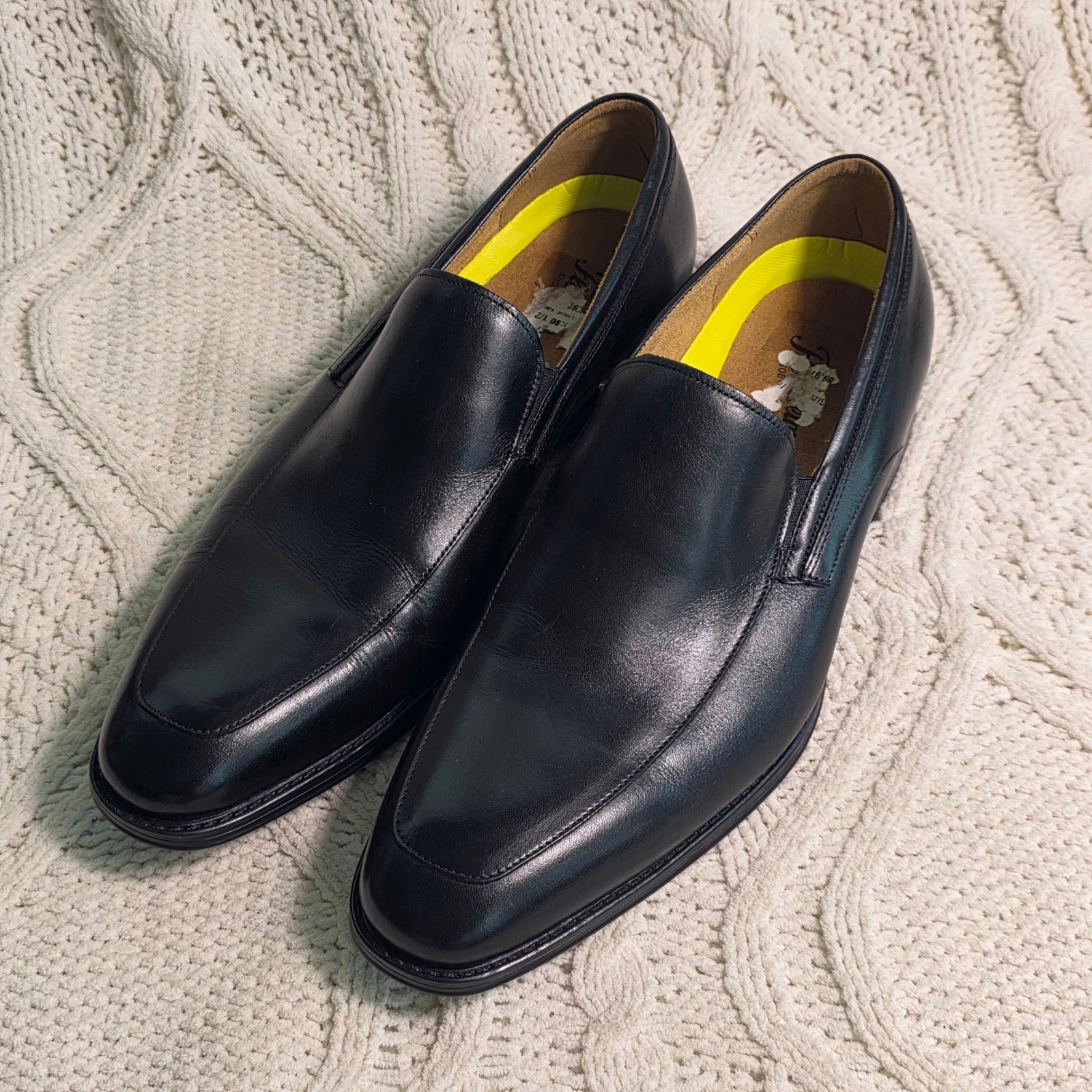 Florsheim Midtown Moc Toe Loafers Black Leather Slip On Mens 10.5m Excellent